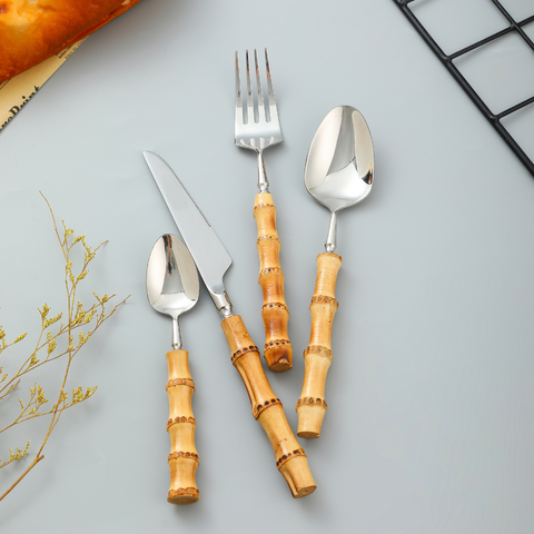 Narsati Bamboo Elite™ – Cubertería de Acero y Bambú Natural