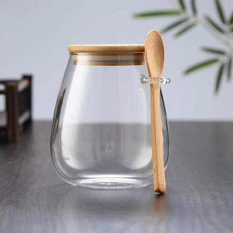 Narsati Bamboo Glass™ – Tarro Hermético con Cuchara Integrada