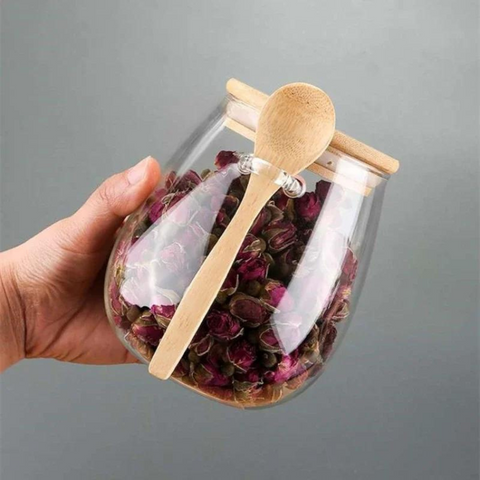 Narsati Bamboo Glass™ – Tarro Hermético con Cuchara Integrada