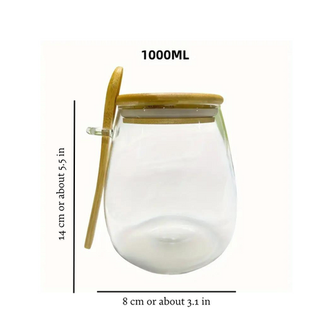 Narsati Bamboo Glass™ – Tarro Hermético con Cuchara Integrada