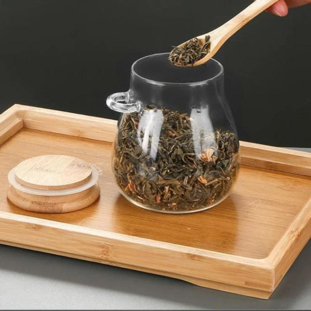 Narsati Bamboo Glass™ – Tarro Hermético con Cuchara Integrada